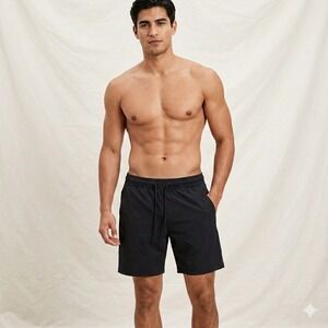 American Eagle Mens Active Training Shorts Black Elastic Waist Small